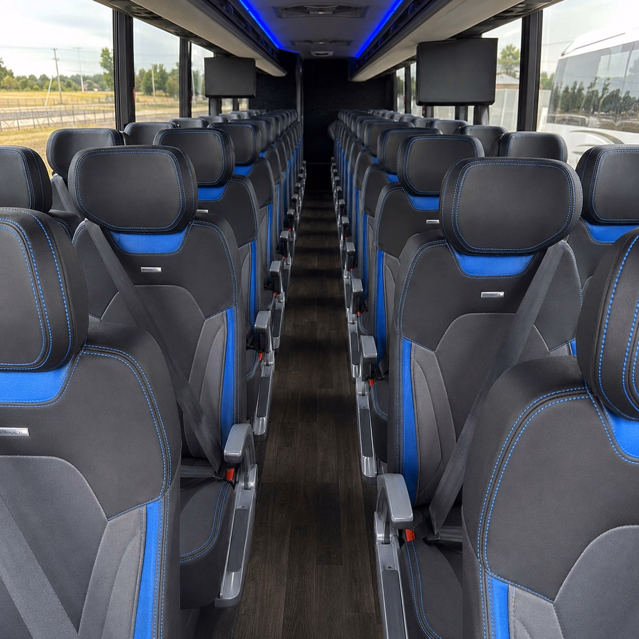 56 passenger charter bus inside
